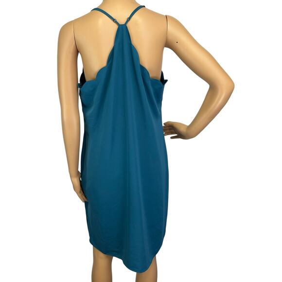 J. Crew Scalloped Tank Dress Teal Blue Sleeveless G3613 Size 12 - Picture 5 of 12
